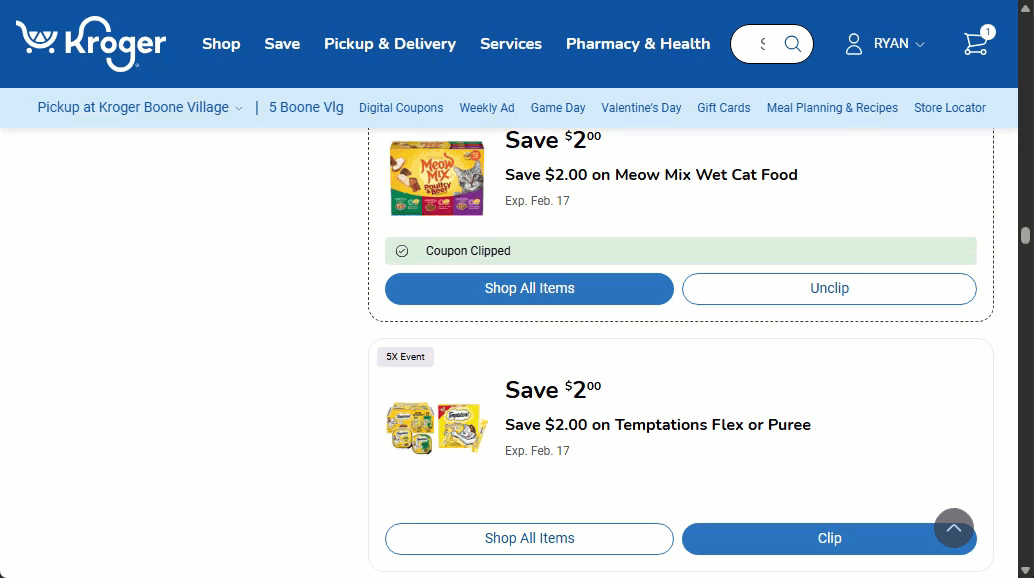 Coupon clipper in action